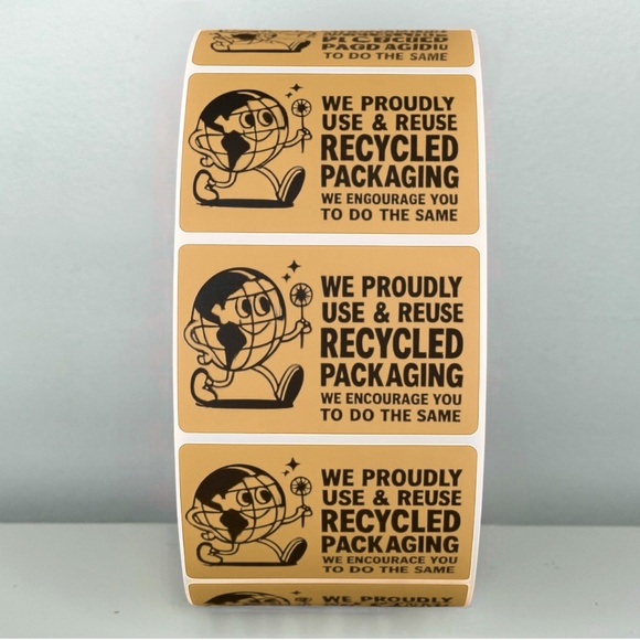 Recycled Packaging Stickers – Eco Friendly Labels for Shipping and Orders - Picture 1 of 11